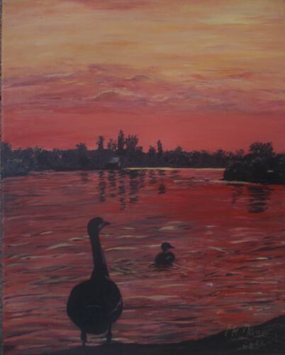 Abend am See 40 x 50